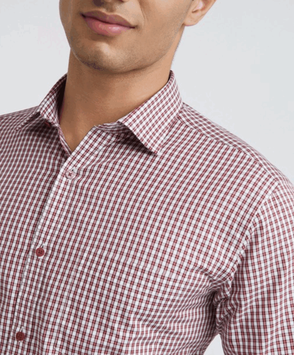 Men Pure Cotton Slim Fit Opaque Checked Formal Shirt - Image 2